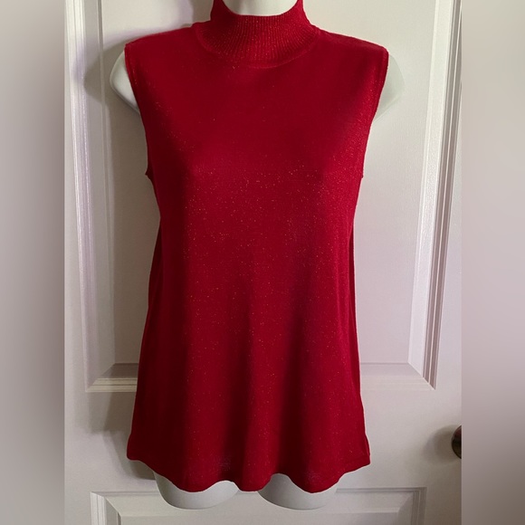 NWOT. Nygard Women’s Sleeveless Turtleneck Stretch Top Metallic Red Size MEDIUM. - Picture 6 of 10
